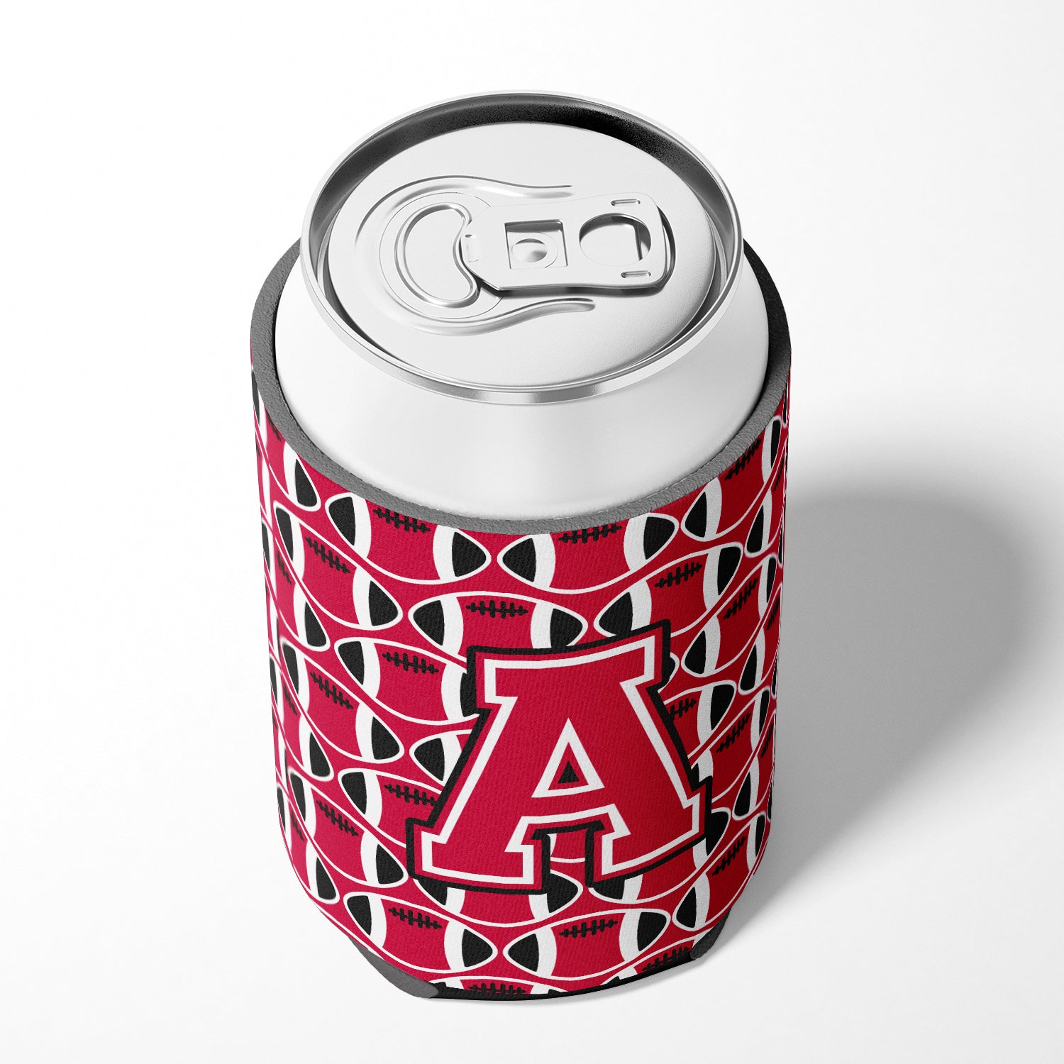 Letter A Football Crimson and White Can or Bottle Hugger CJ1079-ACC.