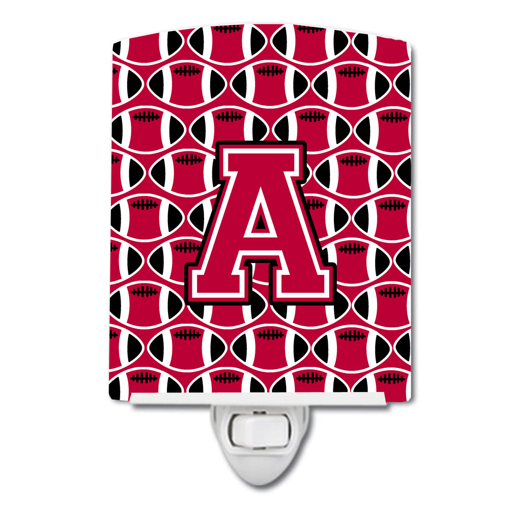 Letter A Football Crimson and White Ceramic Night Light CJ1079-ACNL - the-store.com