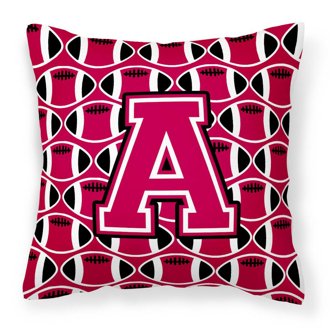 Letter A Football Crimson and White Fabric Decorative Pillow CJ1079-APW1414 by Caroline's Treasures