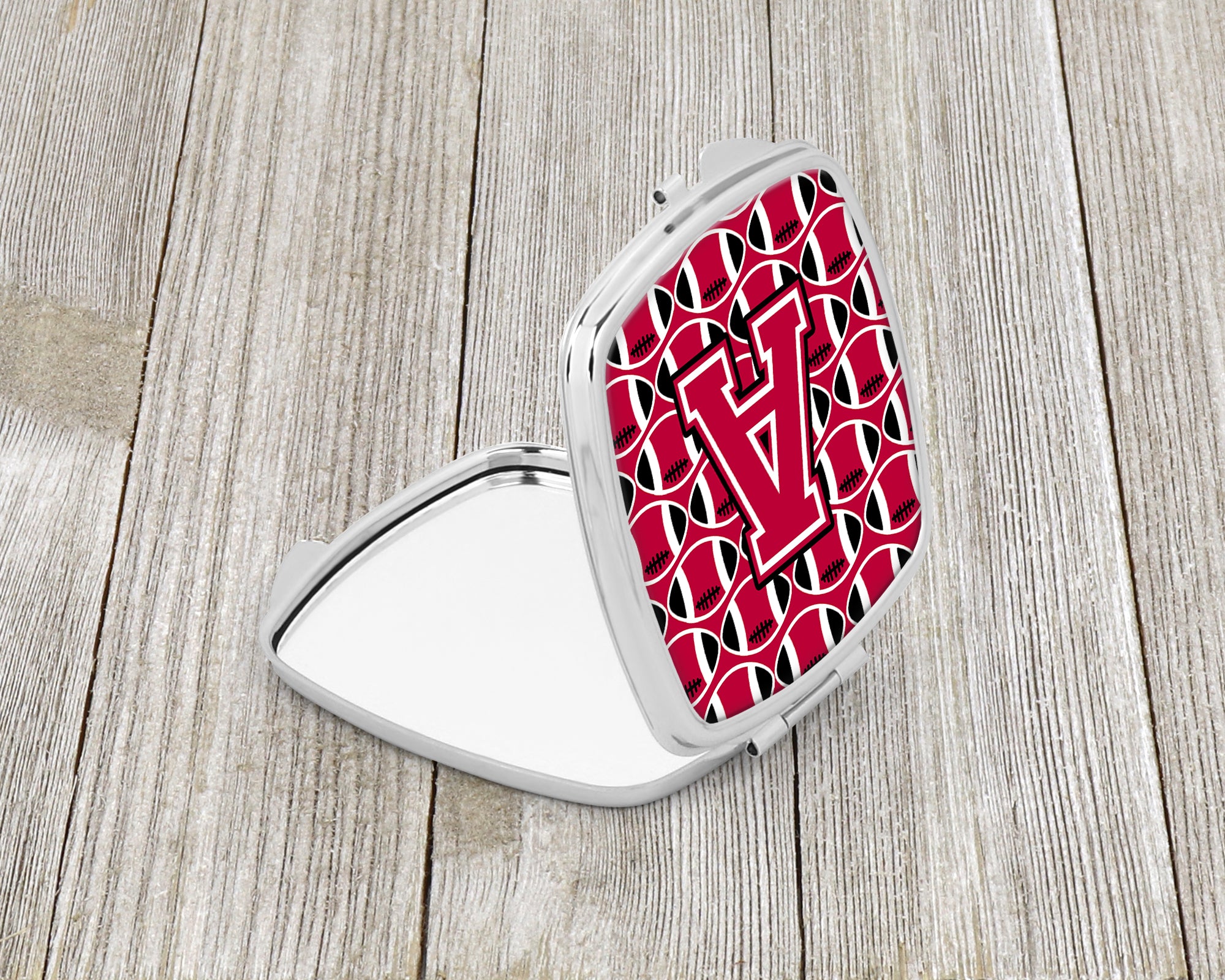 Letter A Football Crimson and White Compact Mirror CJ1079-ASCM  the-store.com.