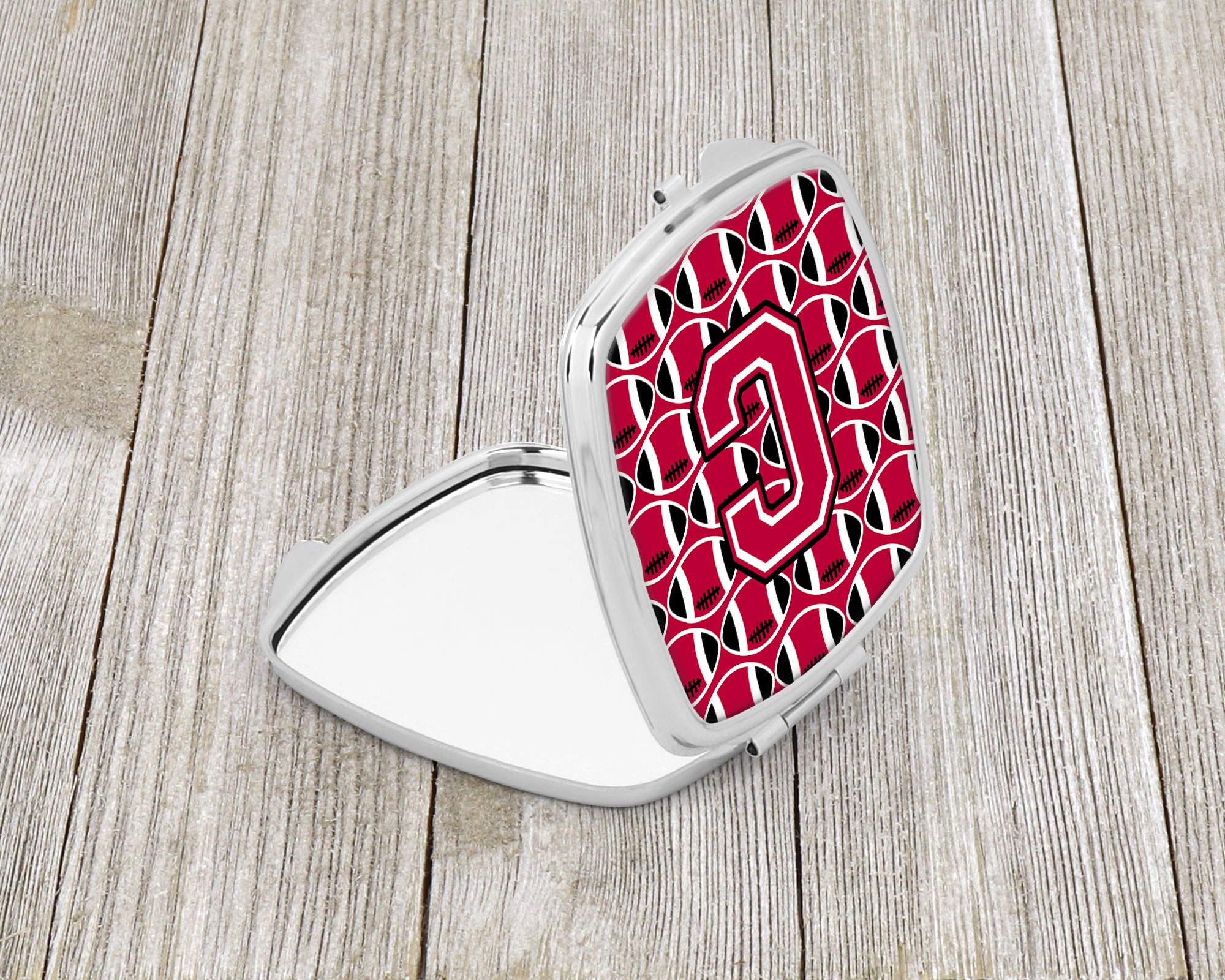 Letter C Football Crimson and White Compact Mirror CJ1079-CSCM  the-store.com.