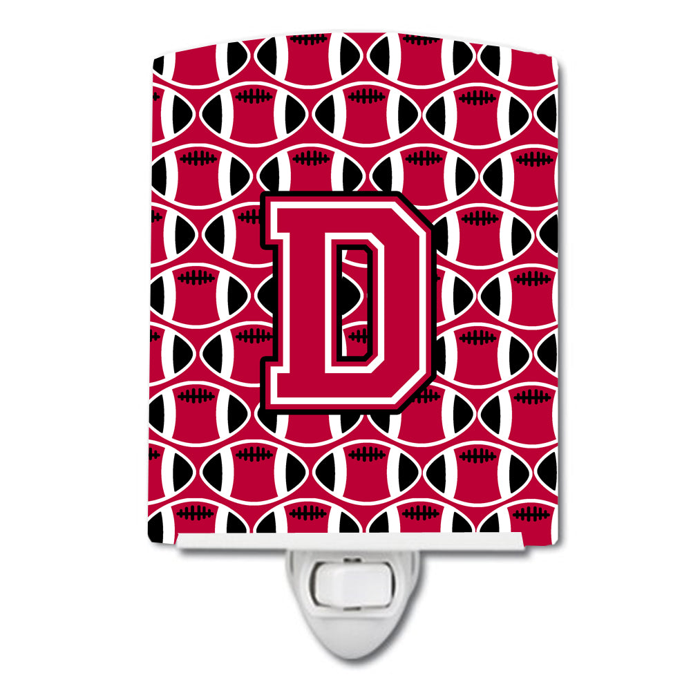 Letter D Football Crimson and White Ceramic Night Light CJ1079-DCNL - the-store.com