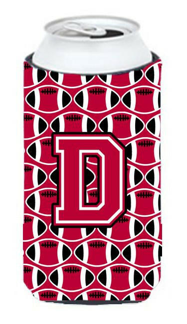 Letter D Football Crimson and White Tall Boy Beverage Insulator Hugger CJ1079-DTBC by Caroline's Treasures