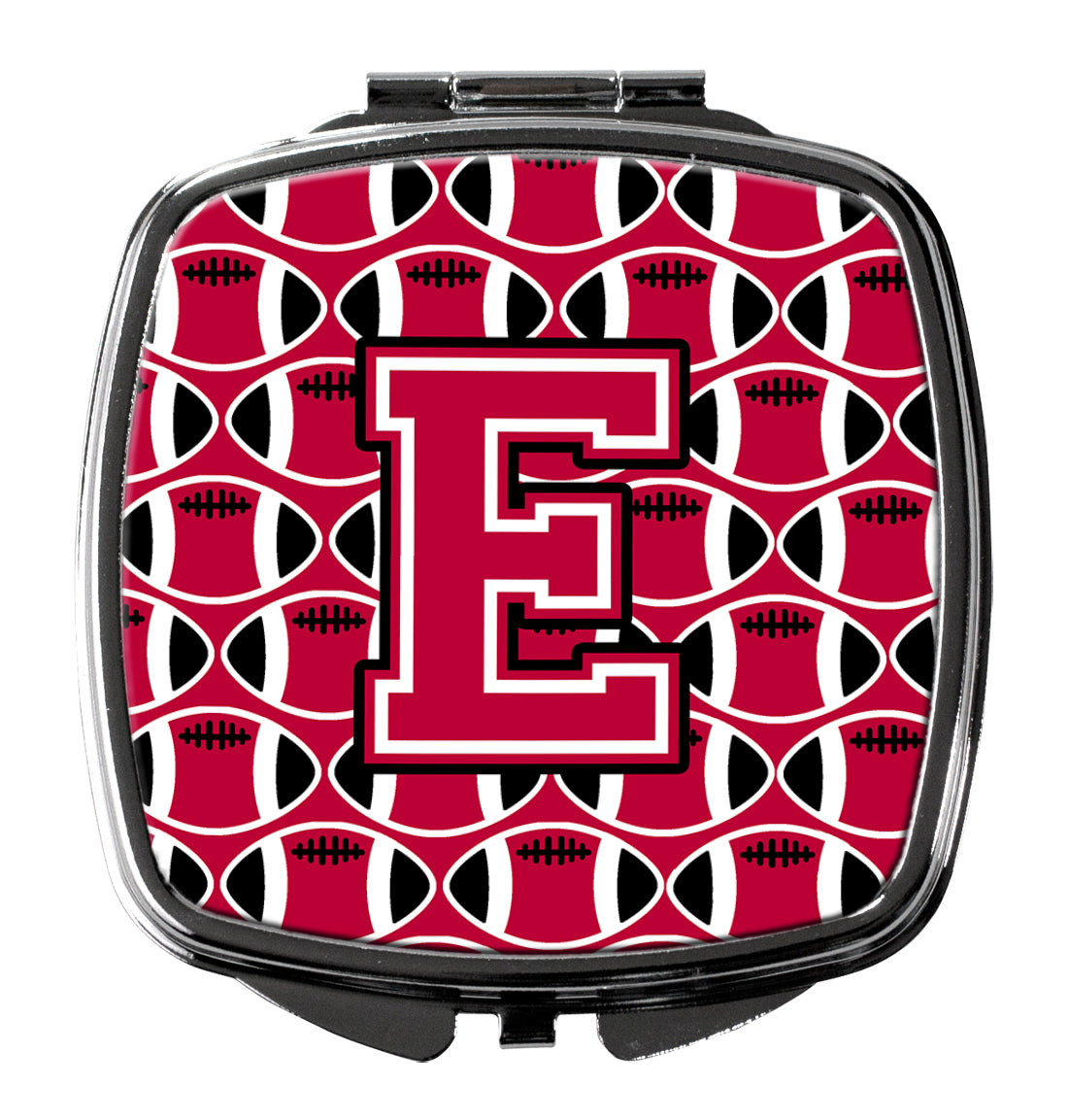 Letter E Football Crimson and White Compact Mirror CJ1079-ESCM  the-store.com.