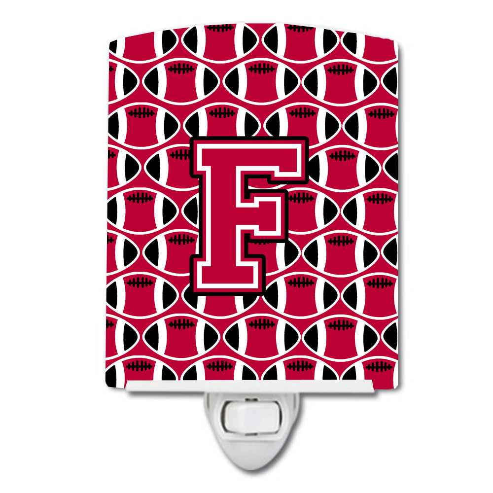 Letter F Football Crimson and White Ceramic Night Light CJ1079-FCNL - the-store.com