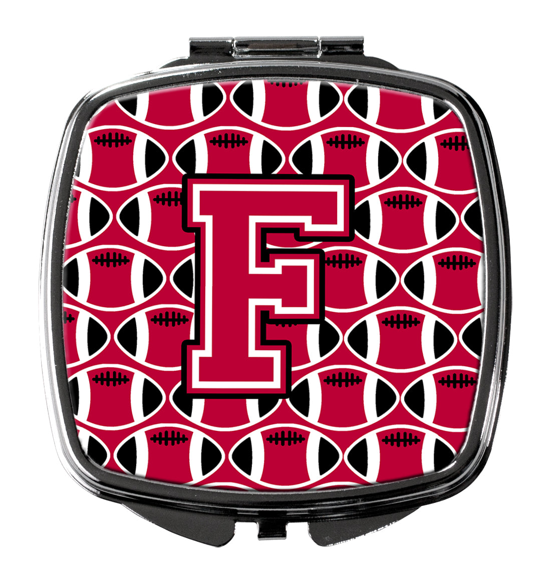 Letter F Football Crimson and White Compact Mirror CJ1079-FSCM  the-store.com.