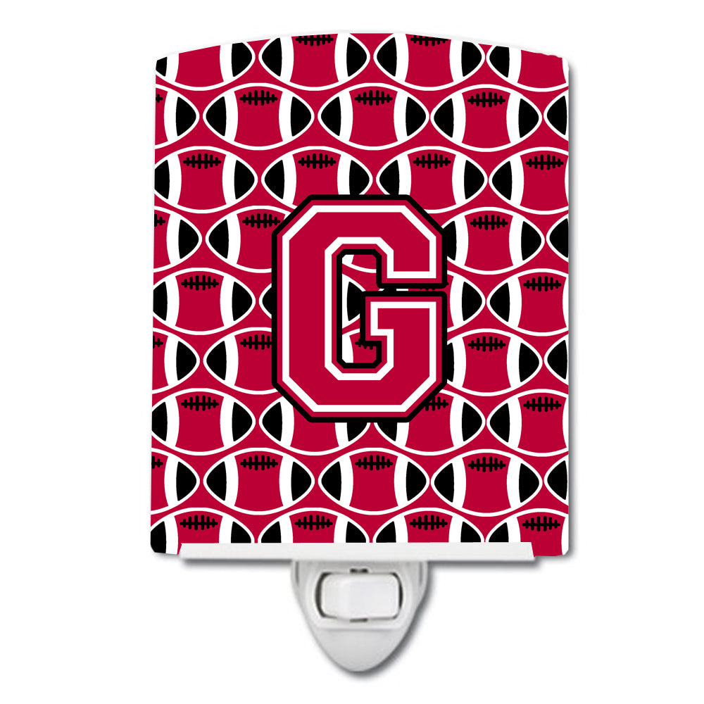 Letter G Football Crimson and White Ceramic Night Light CJ1079-GCNL - the-store.com