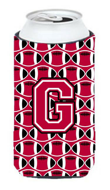 Letter G Football Crimson and White Tall Boy Beverage Insulator Hugger CJ1079-GTBC by Caroline&#39;s Treasures