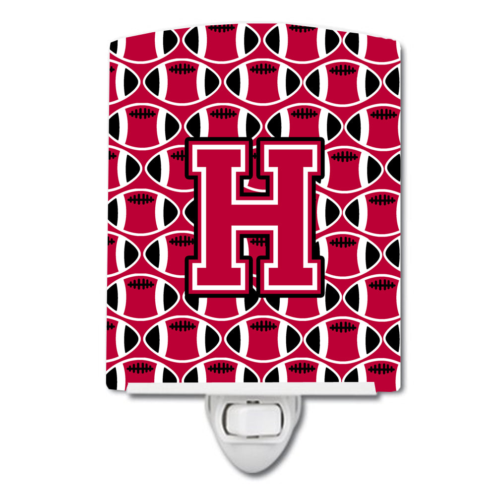 Letter H Football Crimson and White Ceramic Night Light CJ1079-HCNL - the-store.com