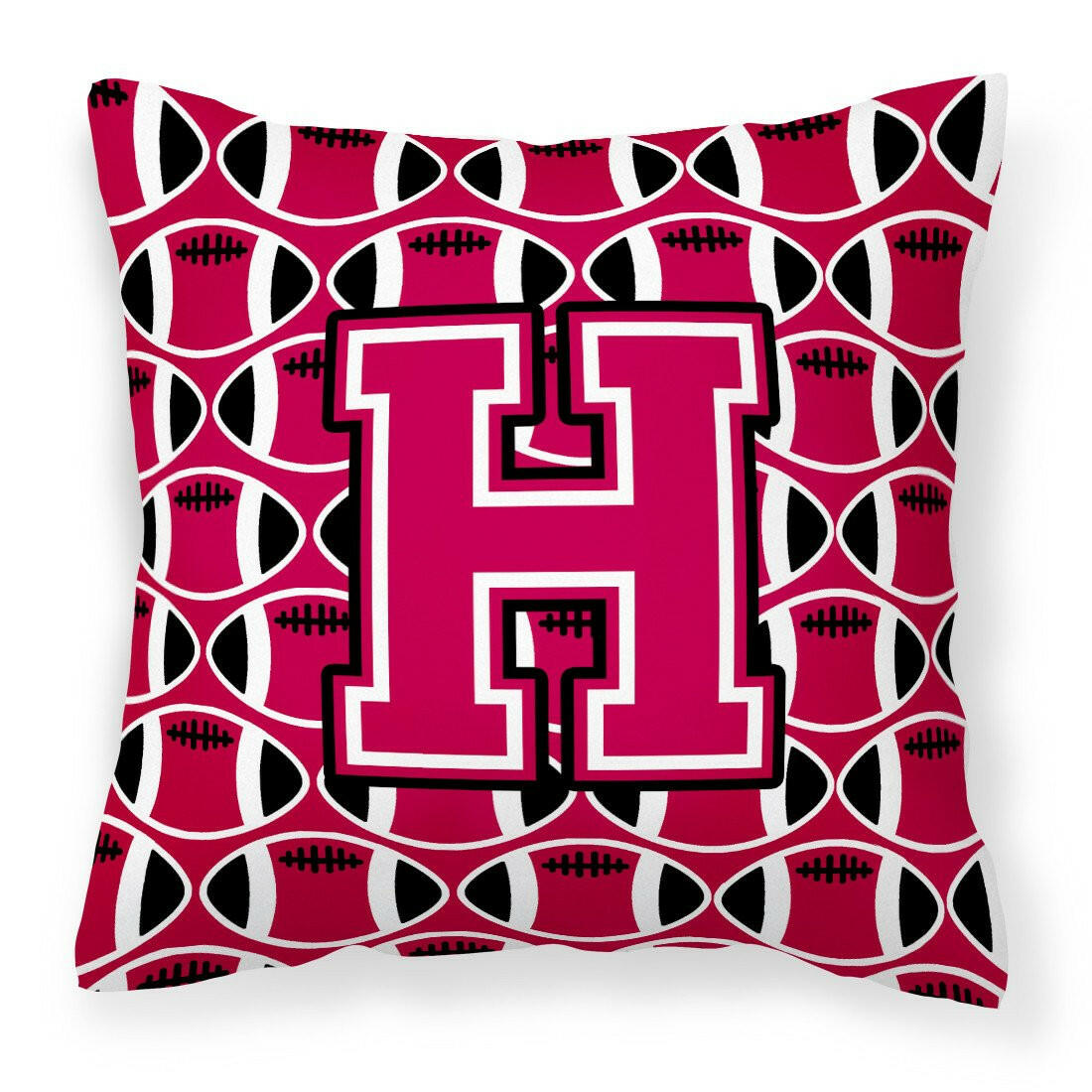 Letter H Football Crimson and White Fabric Decorative Pillow CJ1079-HPW1414 by Caroline's Treasures