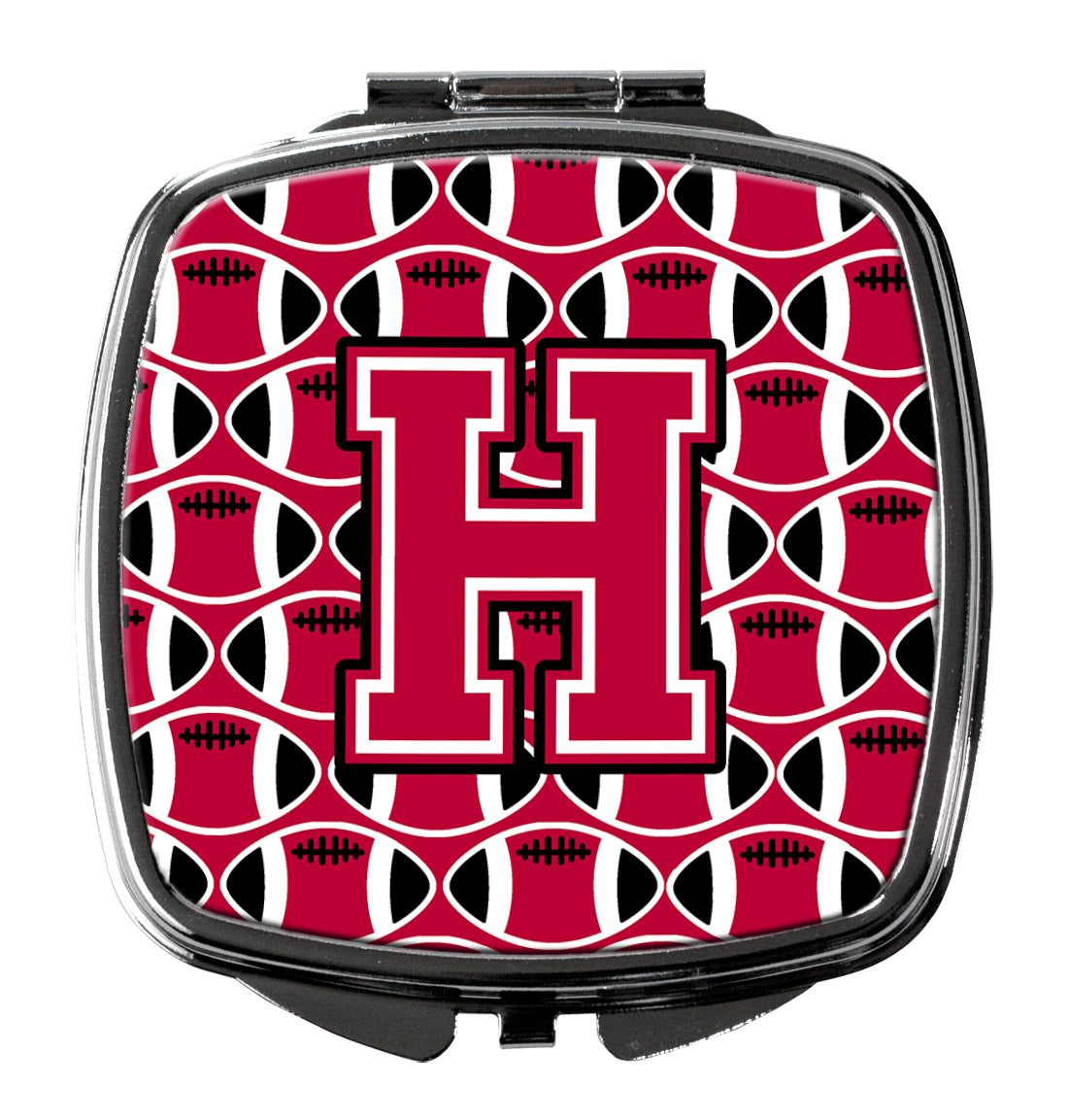 Letter H Football Crimson and White Compact Mirror CJ1079-HSCM  the-store.com.