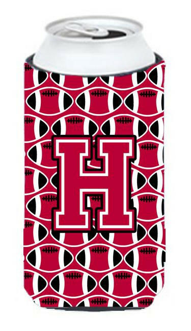 Letter H Football Crimson and White Tall Boy Beverage Insulator Hugger CJ1079-HTBC by Caroline's Treasures