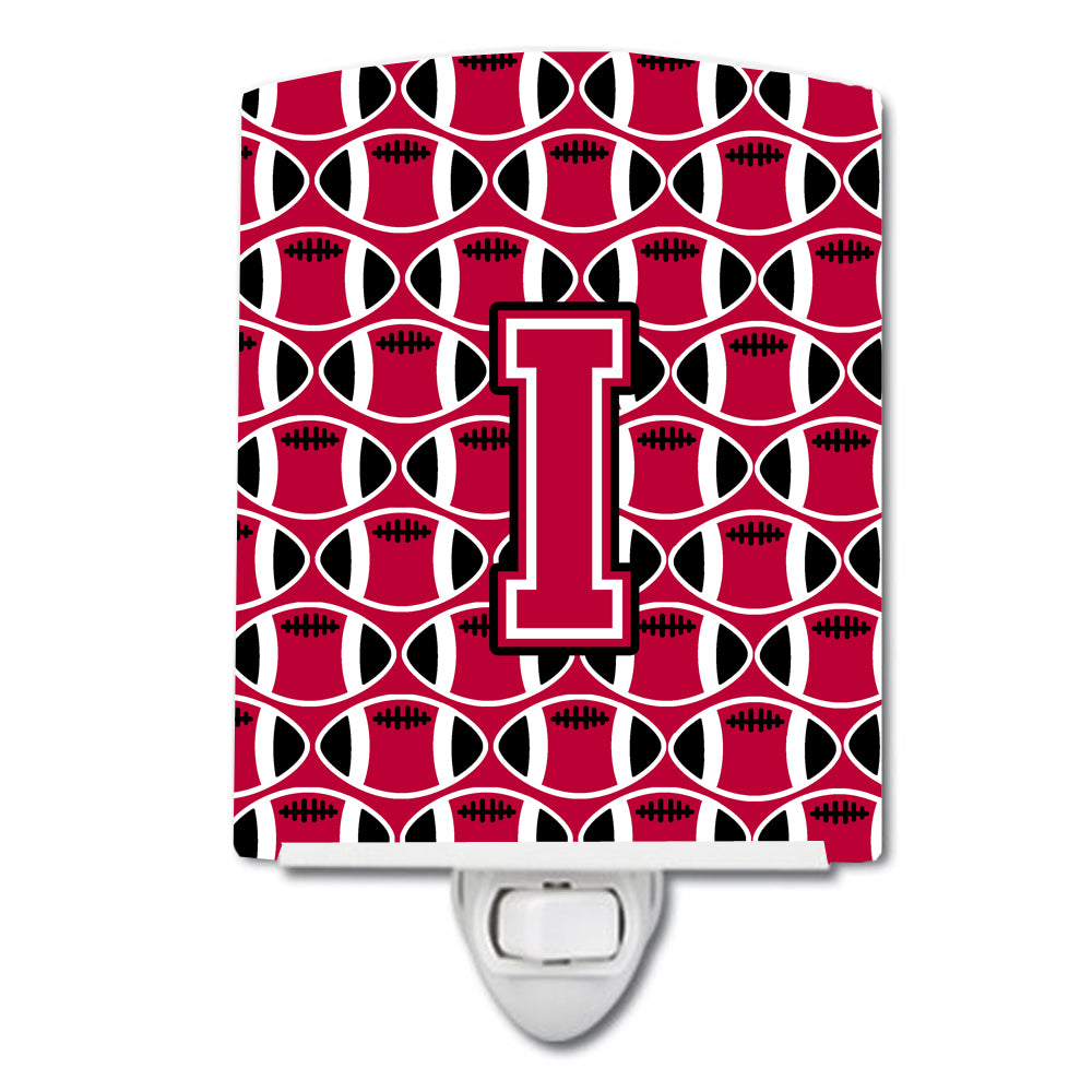 Letter I Football Crimson and White Ceramic Night Light CJ1079-ICNL - the-store.com