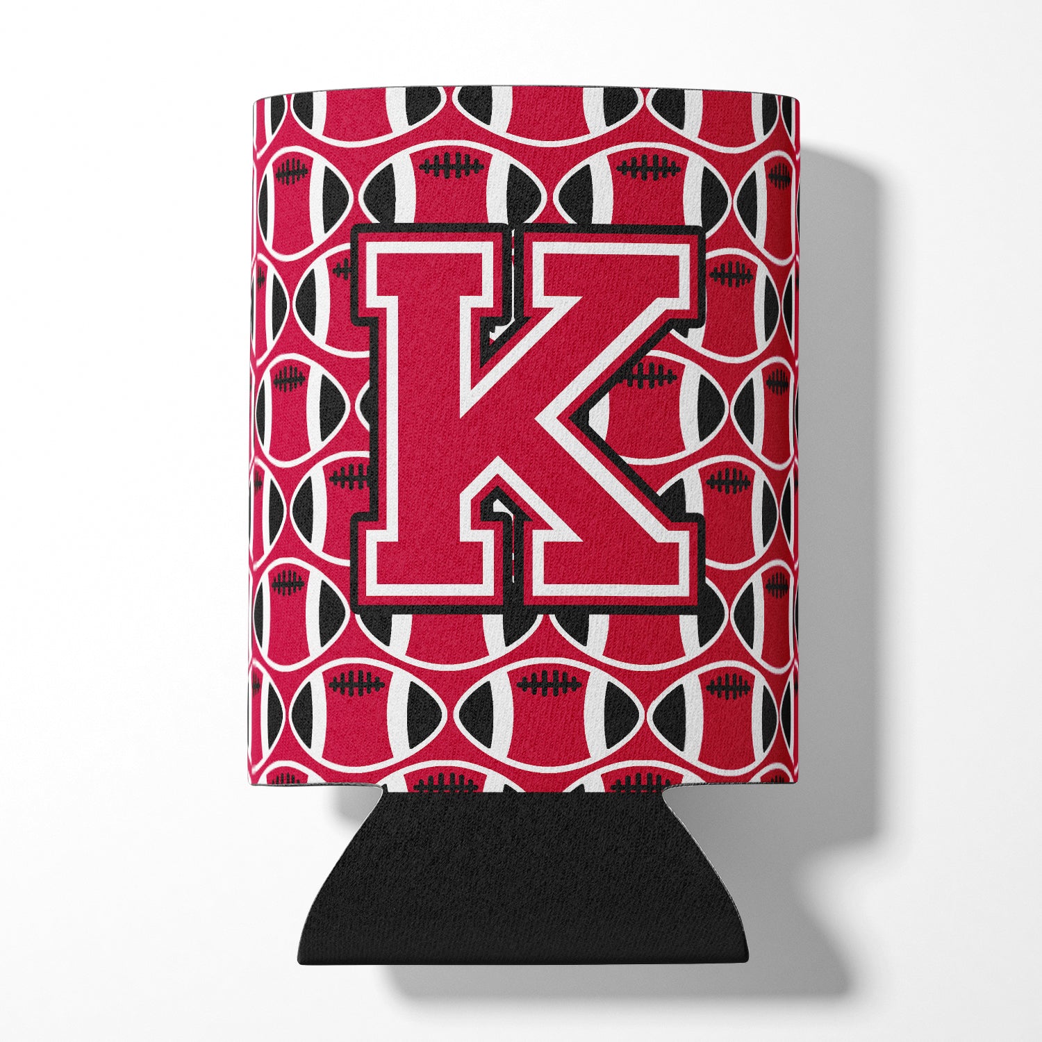 Letter K Football Crimson and White Can or Bottle Hugger CJ1079-KCC.