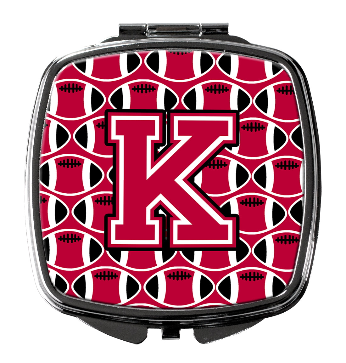 Letter K Football Crimson and White Compact Mirror CJ1079-KSCM  the-store.com.