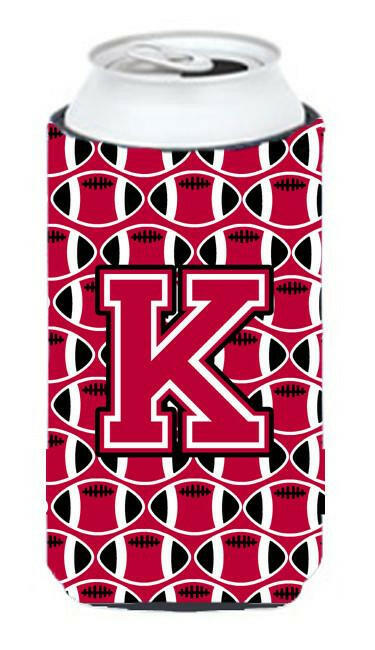 Letter K Football Crimson and White Tall Boy Beverage Insulator Hugger CJ1079-KTBC by Caroline's Treasures