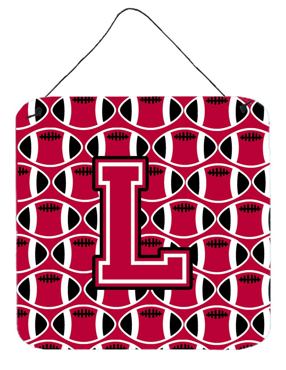 Letter L Football Crimson and White Wall or Door Hanging Prints CJ1079-LDS66 by Caroline's Treasures