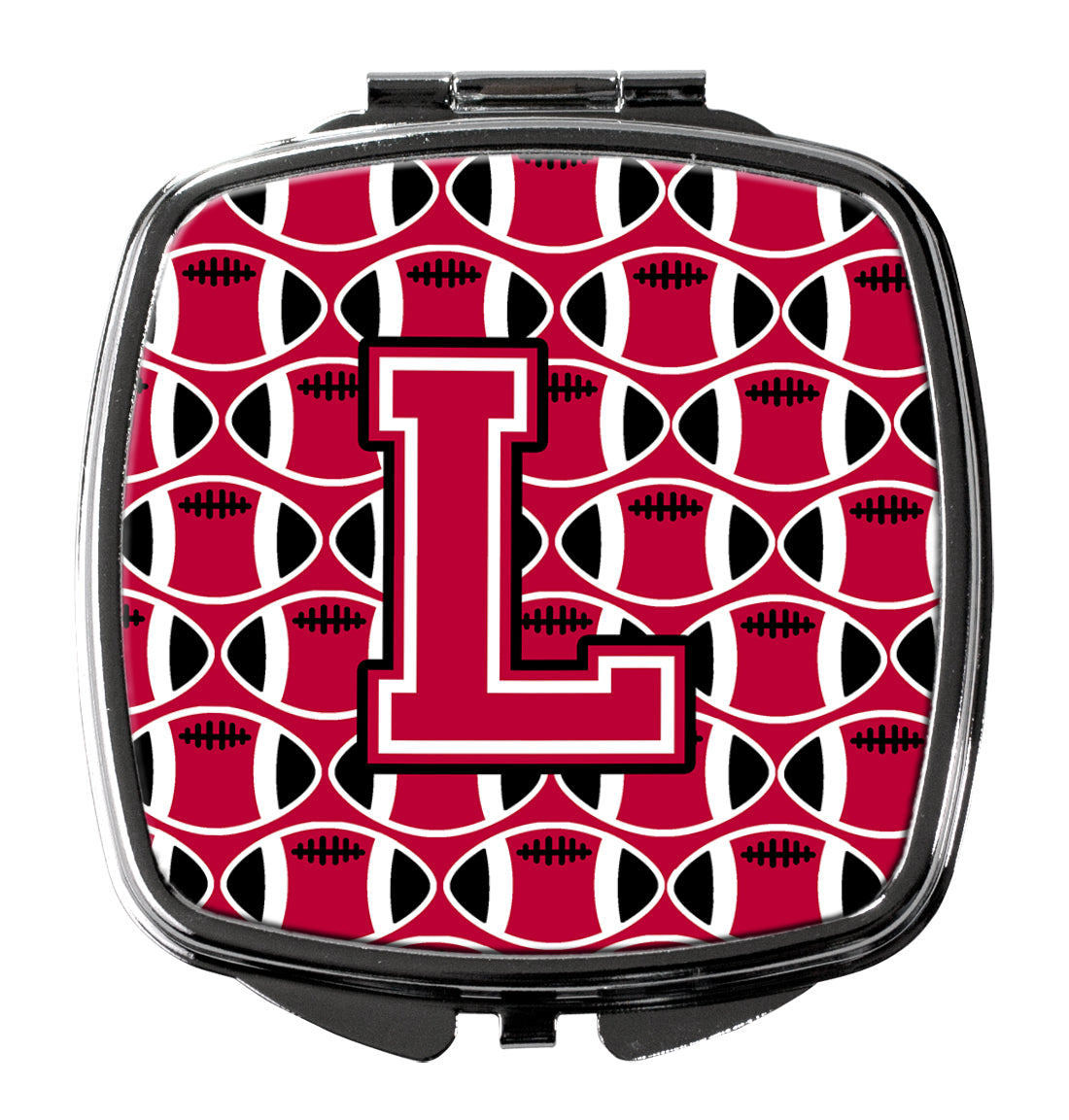 Letter L Football Crimson and White Compact Mirror CJ1079-LSCM  the-store.com.