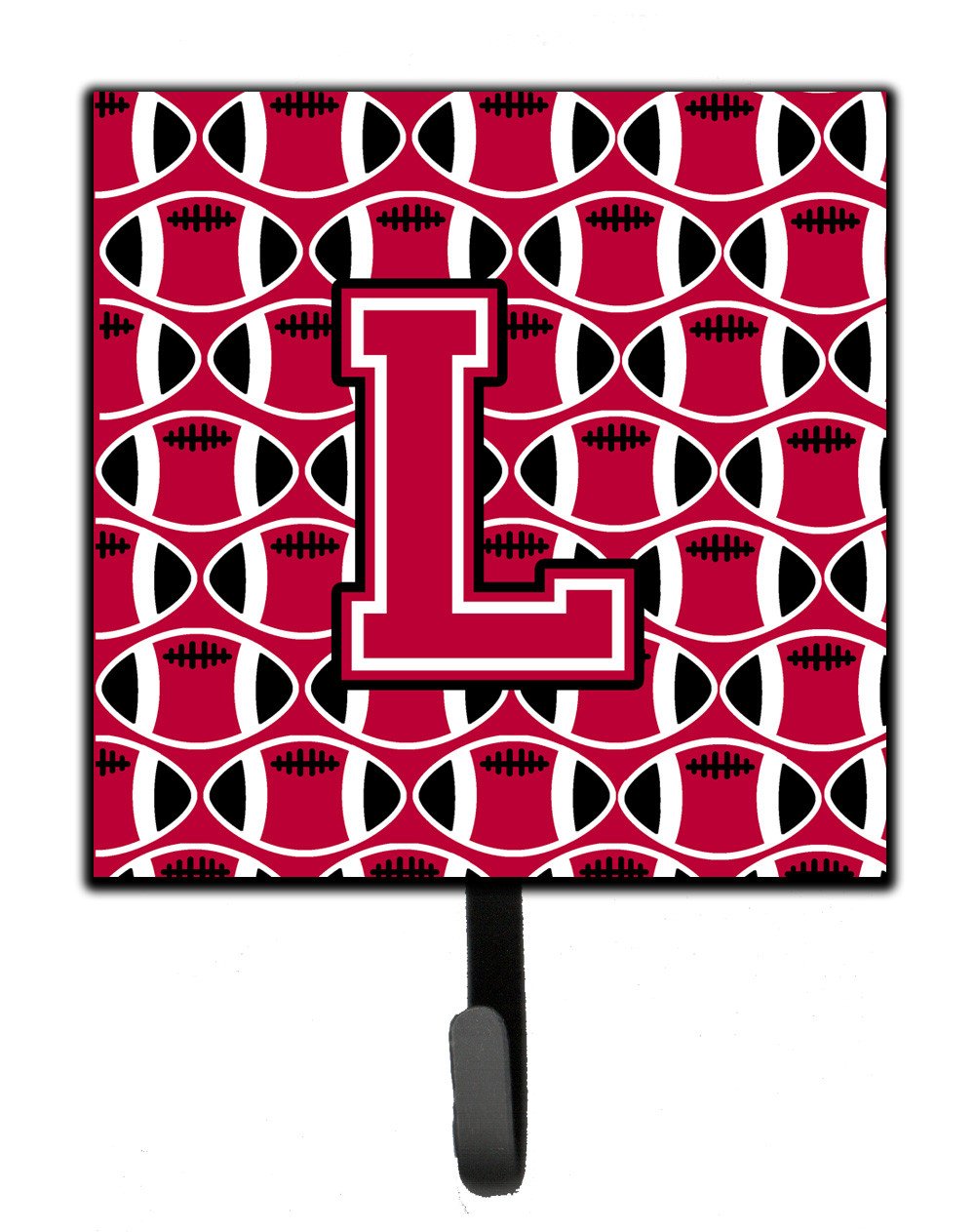 Letter L Football Crimson and White Leash or Key Holder CJ1079-LSH4 by Caroline&#39;s Treasures