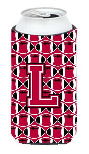 Letter L Football Crimson and White Tall Boy Beverage Insulator Hugger CJ1079-LTBC by Caroline&#39;s Treasures