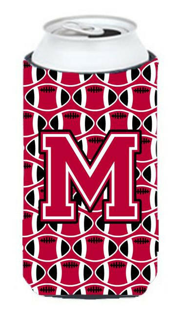 Letter M Football Crimson and White Tall Boy Beverage Insulator Hugger CJ1079-MTBC by Caroline's Treasures