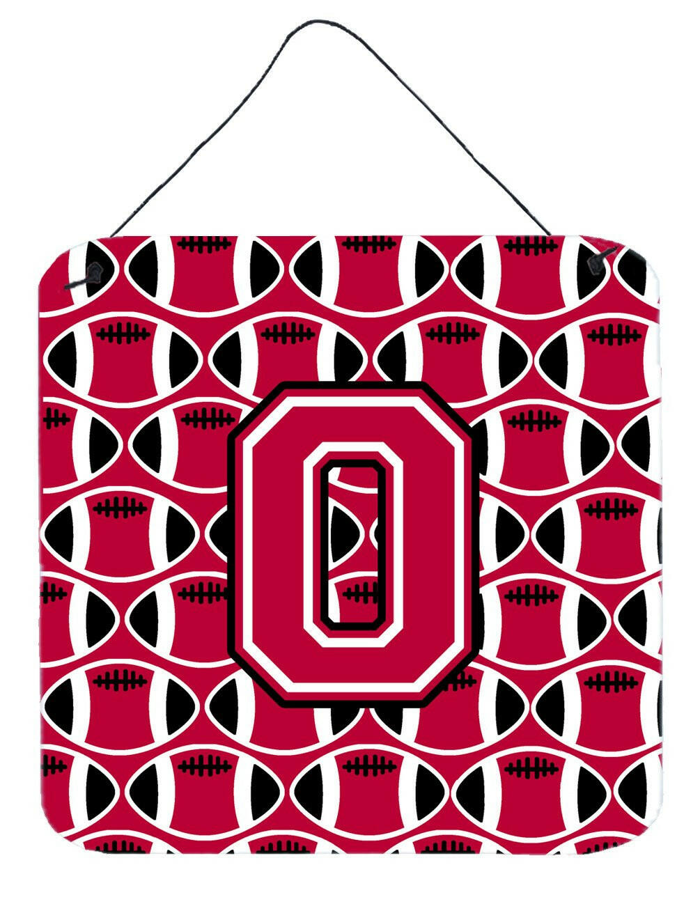 Letter O Football Crimson and White Wall or Door Hanging Prints CJ1079-ODS66 by Caroline's Treasures