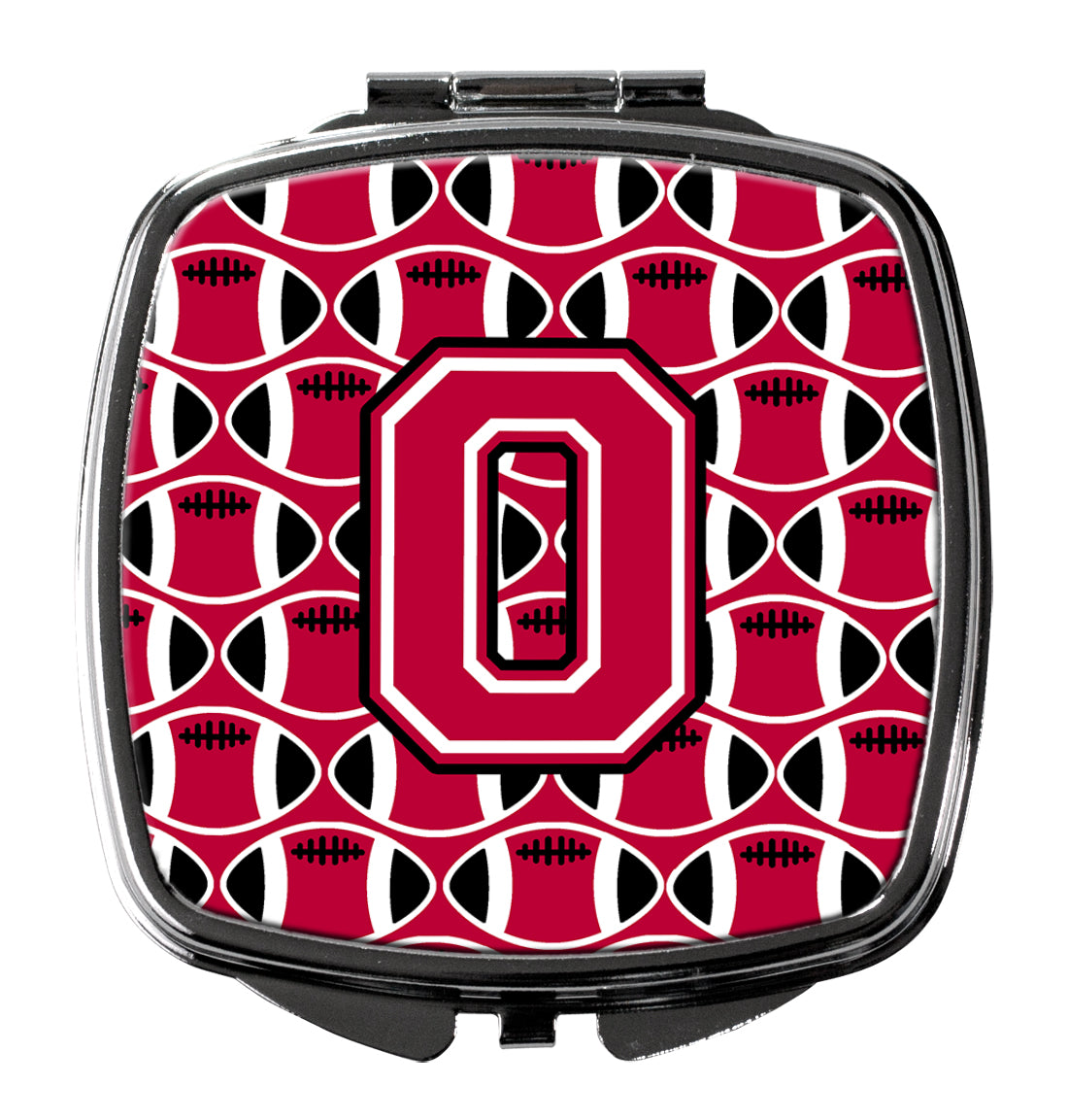 Letter O Football Crimson and White Compact Mirror CJ1079-OSCM  the-store.com.