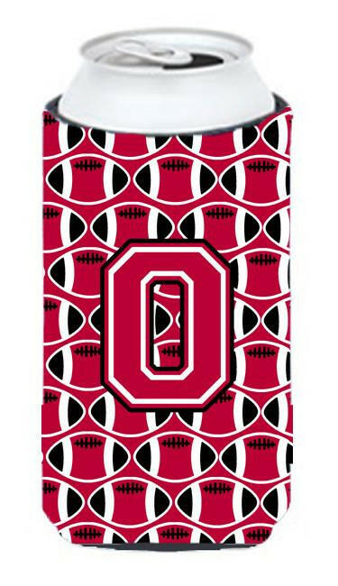 Letter O Football Crimson and White Tall Boy Beverage Insulator Hugger CJ1079-OTBC by Caroline's Treasures