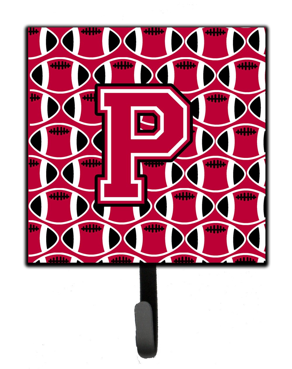 Letter P Football Crimson and White Leash or Key Holder CJ1079-PSH4 by Caroline's Treasures