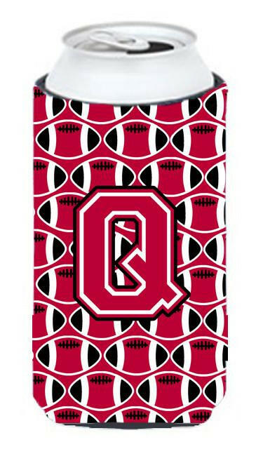 Letter Q Football Crimson and White Tall Boy Beverage Insulator Hugger CJ1079-QTBC by Caroline&#39;s Treasures