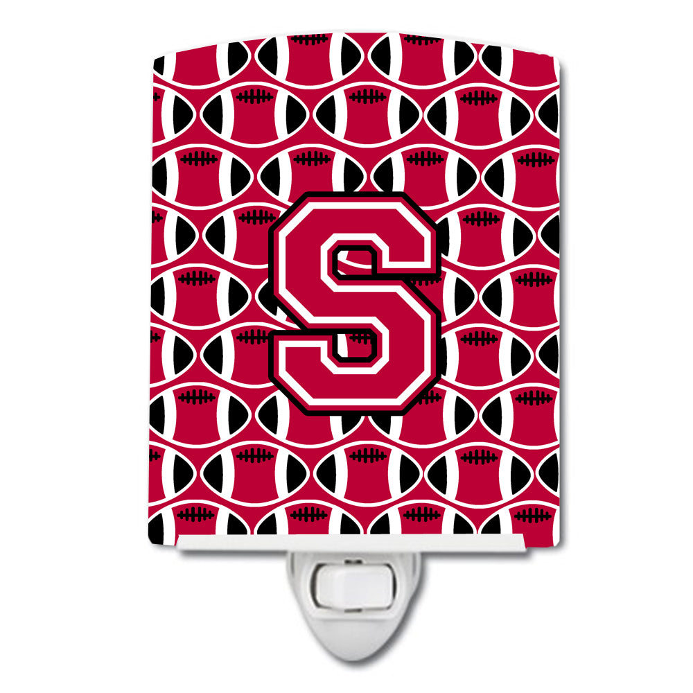 Letter S Football Crimson and White Ceramic Night Light CJ1079-SCNL - the-store.com