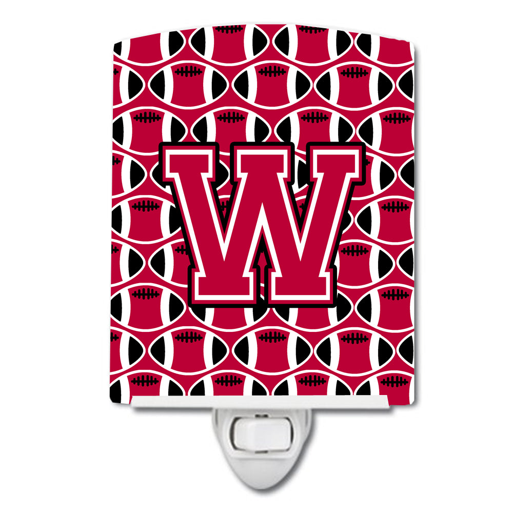 Letter W Football Crimson and White Ceramic Night Light CJ1079-WCNL - the-store.com