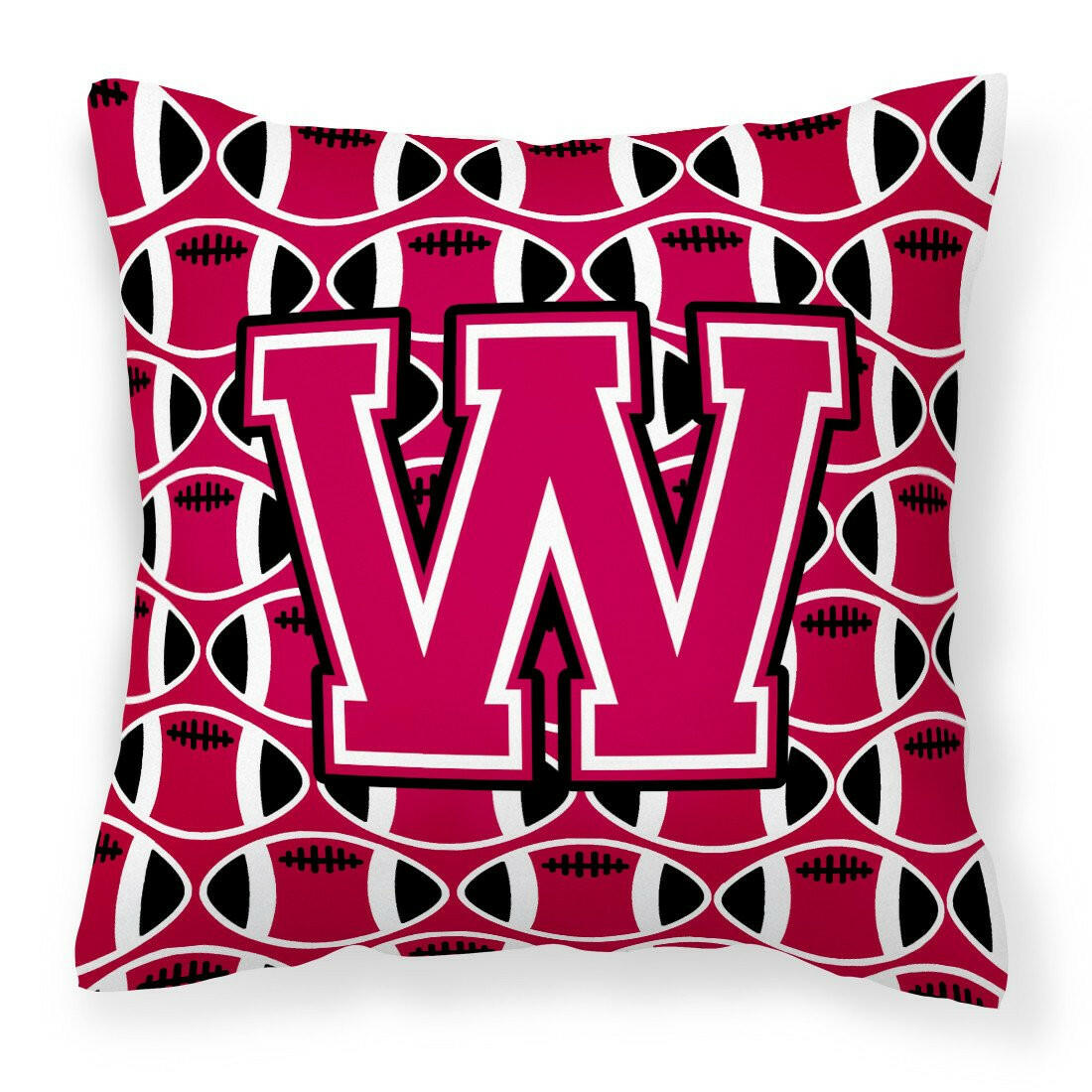 Letter W Football Crimson and White Fabric Decorative Pillow CJ1079-WPW1414 by Caroline's Treasures