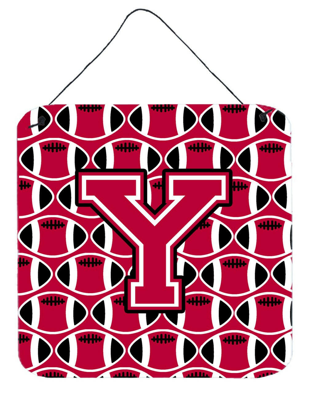 Letter Y Football Crimson and White Wall or Door Hanging Prints CJ1079-YDS66 by Caroline&#39;s Treasures