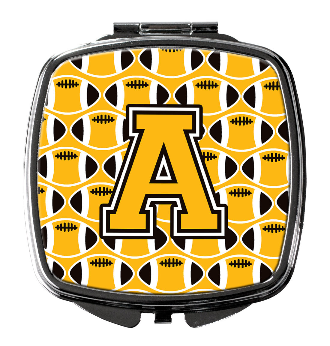 Letter A Football Black, Old Gold and White Compact Mirror CJ1080-ASCM  the-store.com.