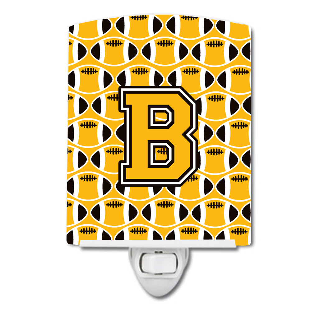 Letter B Football Black, Old Gold and White Ceramic Night Light CJ1080-BCNL - the-store.com