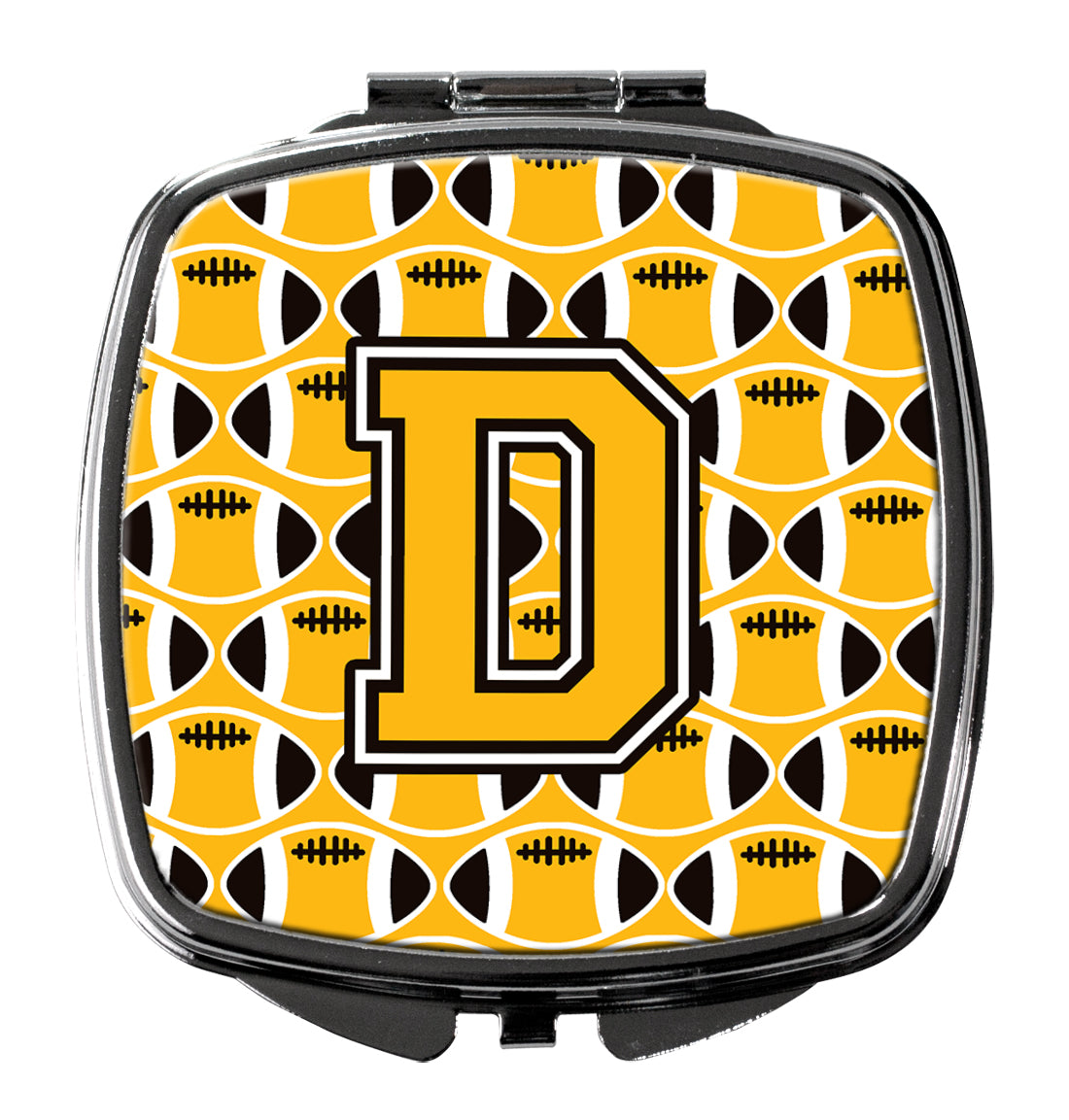 Letter D Football Black, Old Gold and White Compact Mirror CJ1080-DSCM  the-store.com.