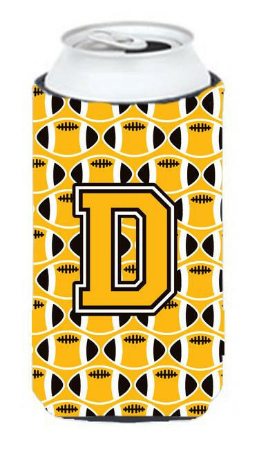 Letter D Football Black, Old Gold and White Tall Boy Beverage Insulator Hugger CJ1080-DTBC by Caroline's Treasures