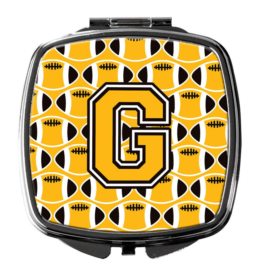 Letter G Football Black, Old Gold and White Compact Mirror CJ1080-GSCM  the-store.com.