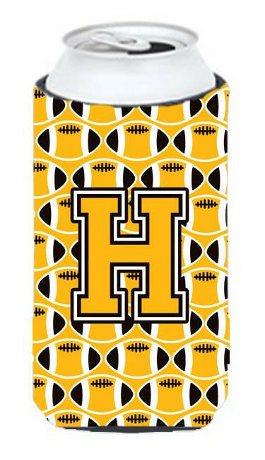 Letter H Football Black, Old Gold and White Tall Boy Beverage Insulator Hugger CJ1080-HTBC by Caroline's Treasures