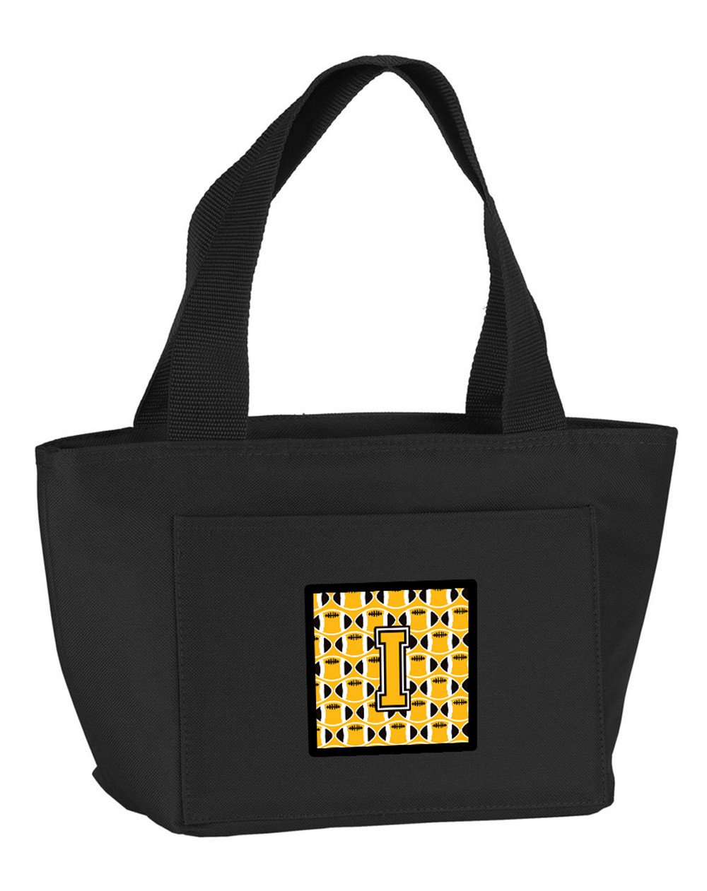 Letter I Football Black, Old Gold and White Lunch Bag CJ1080-IBK-8808 by Caroline's Treasures