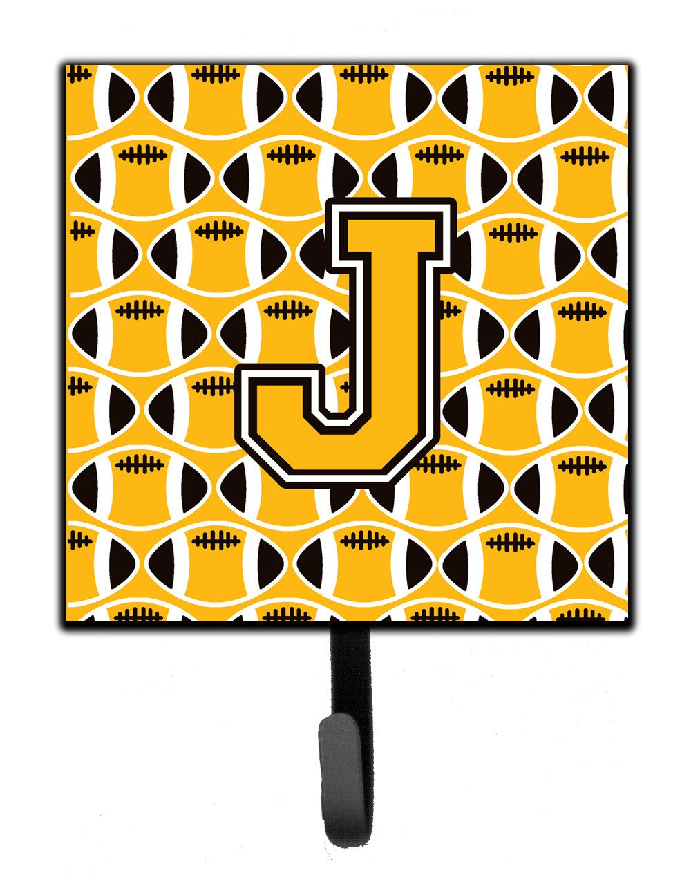 Letter J Football Black, Old Gold and White Leash or Key Holder CJ1080-JSH4 by Caroline's Treasures