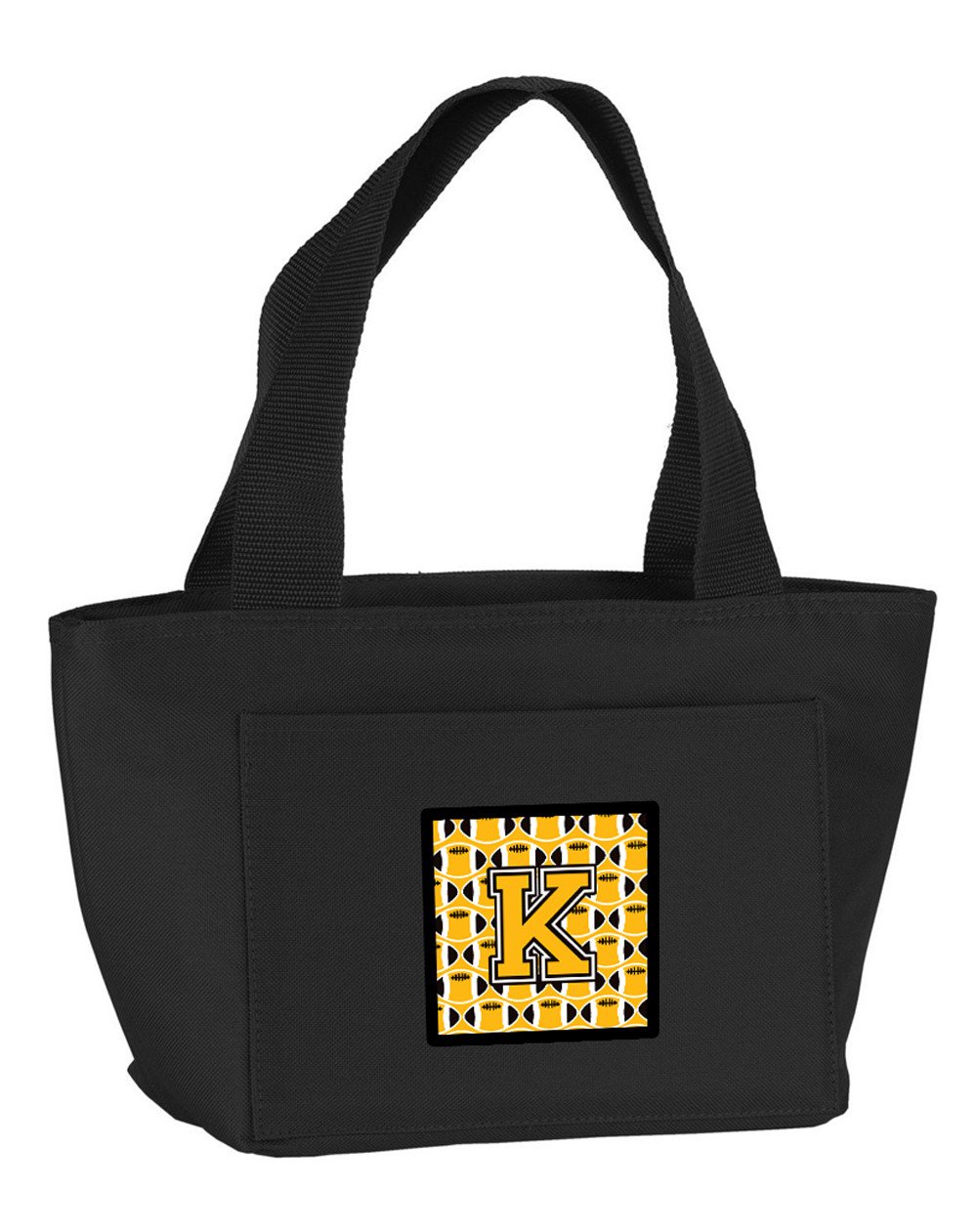 Letter K Football Black, Old Gold and White Lunch Bag CJ1080-KBK-8808 by Caroline&#39;s Treasures