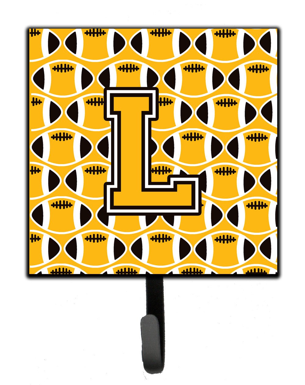 Letter L Football Black, Old Gold and White Leash or Key Holder CJ1080-LSH4 by Caroline&#39;s Treasures