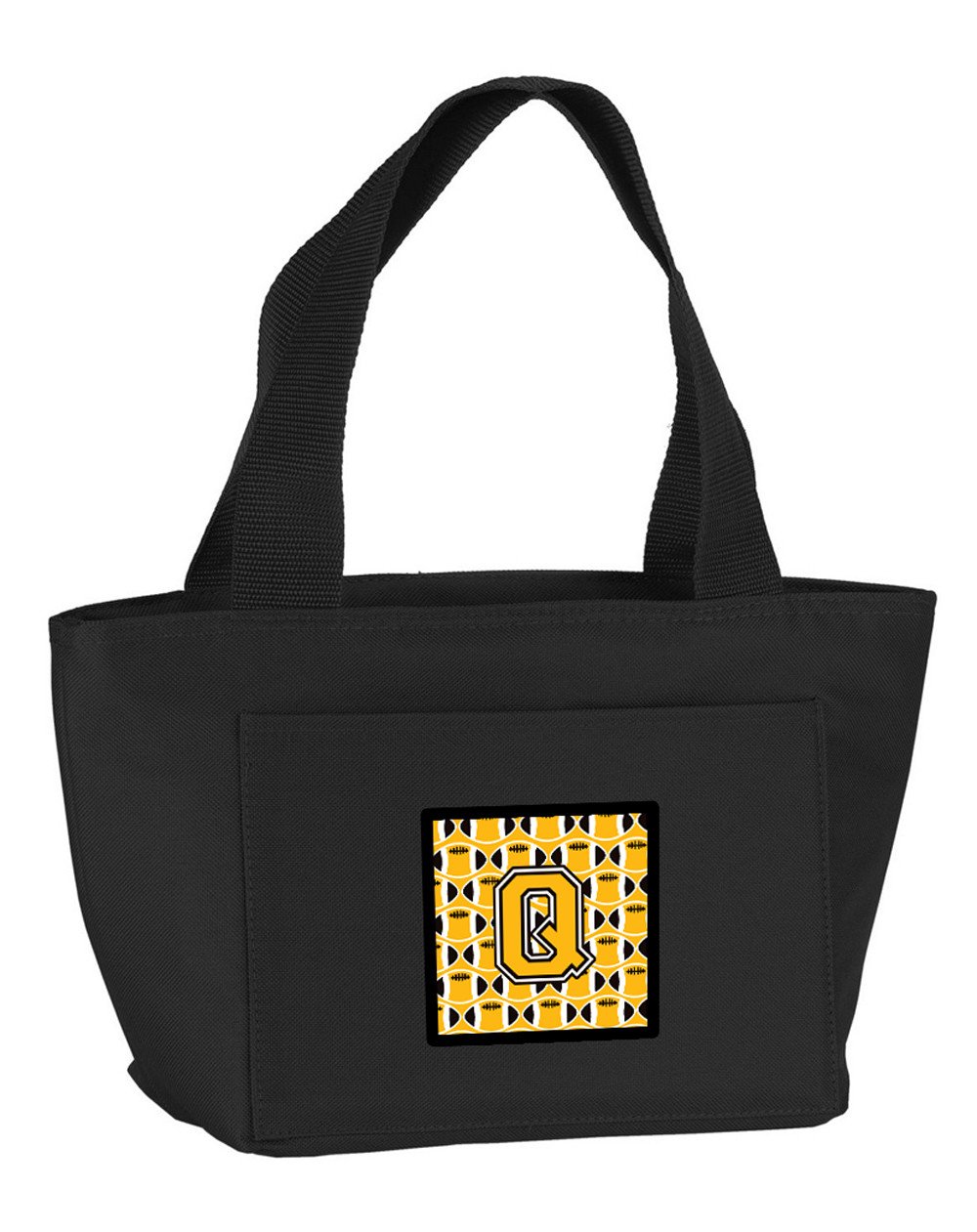 Letter Q Football Black, Old Gold and White Lunch Bag CJ1080-QBK-8808 by Caroline&#39;s Treasures