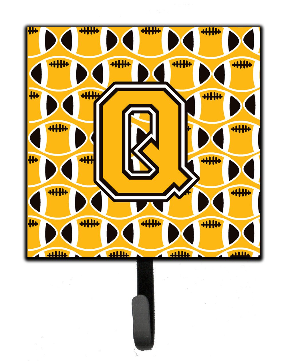 Letter Q Football Black, Old Gold and White Leash or Key Holder CJ1080-QSH4 by Caroline&#39;s Treasures