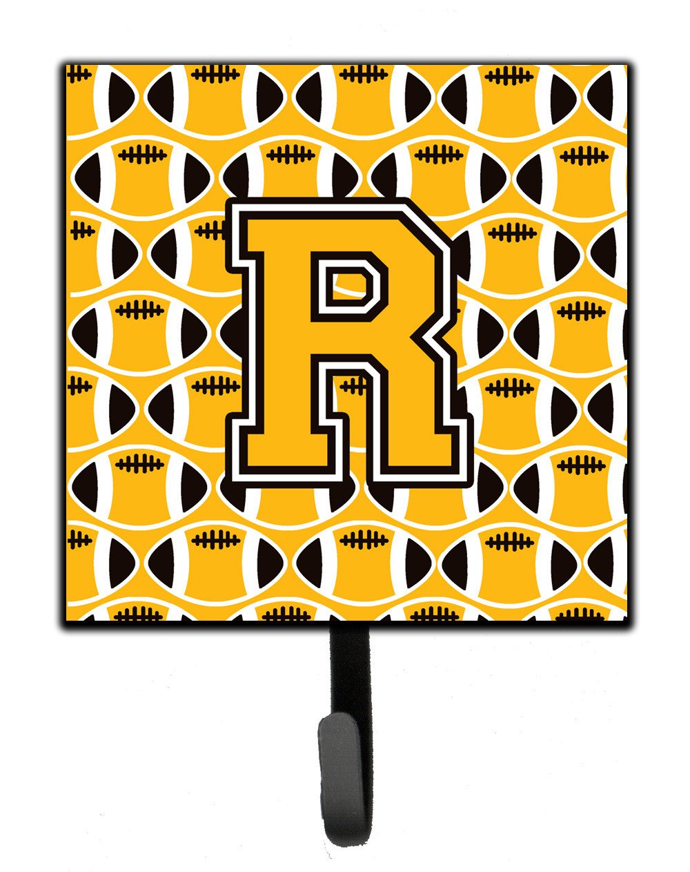 Letter R Football Black, Old Gold and White Leash or Key Holder CJ1080-RSH4 by Caroline's Treasures