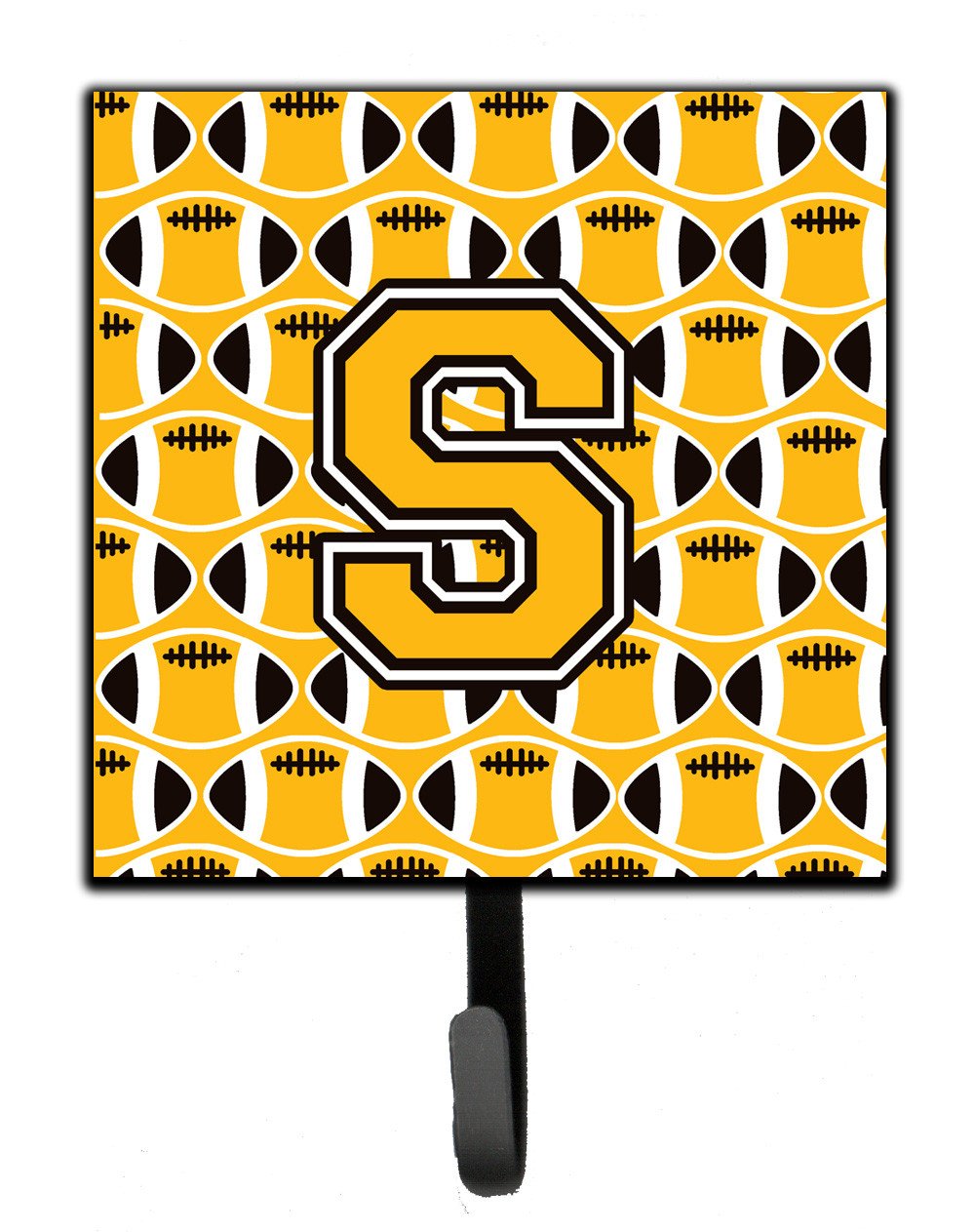 Letter S Football Black, Old Gold and White Leash or Key Holder CJ1080-SSH4 by Caroline's Treasures