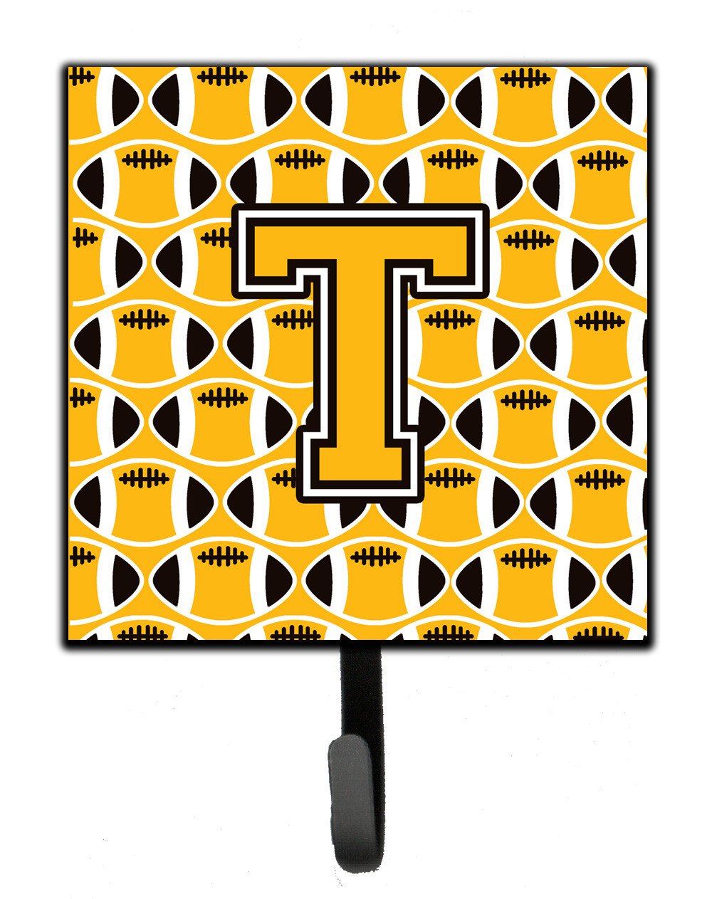 Letter T Football Black, Old Gold and White Leash or Key Holder CJ1080-TSH4 by Caroline's Treasures