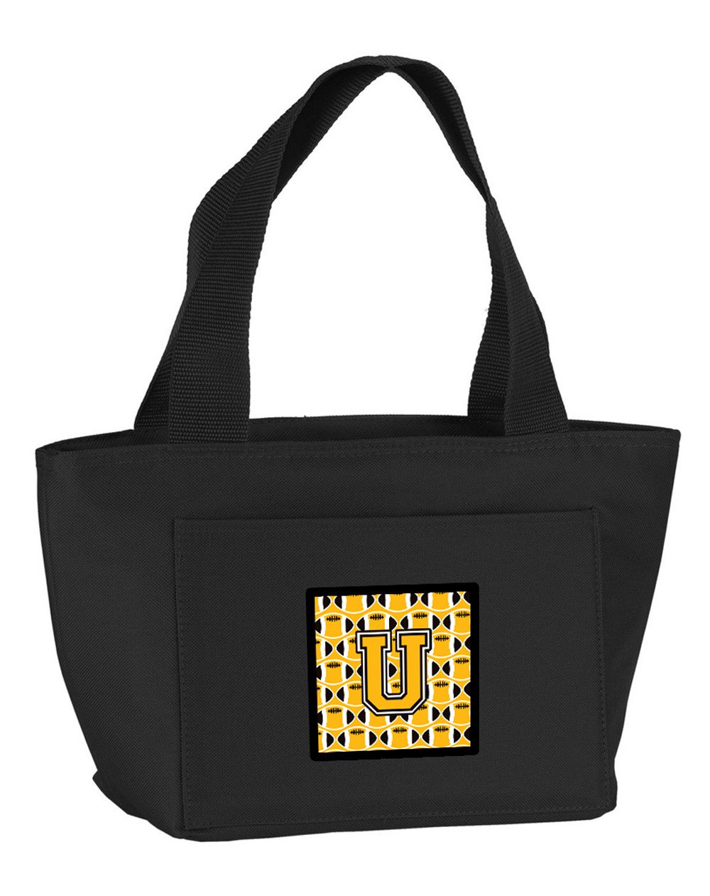 Letter U Football Black, Old Gold and White Lunch Bag CJ1080-UBK-8808 by Caroline&#39;s Treasures